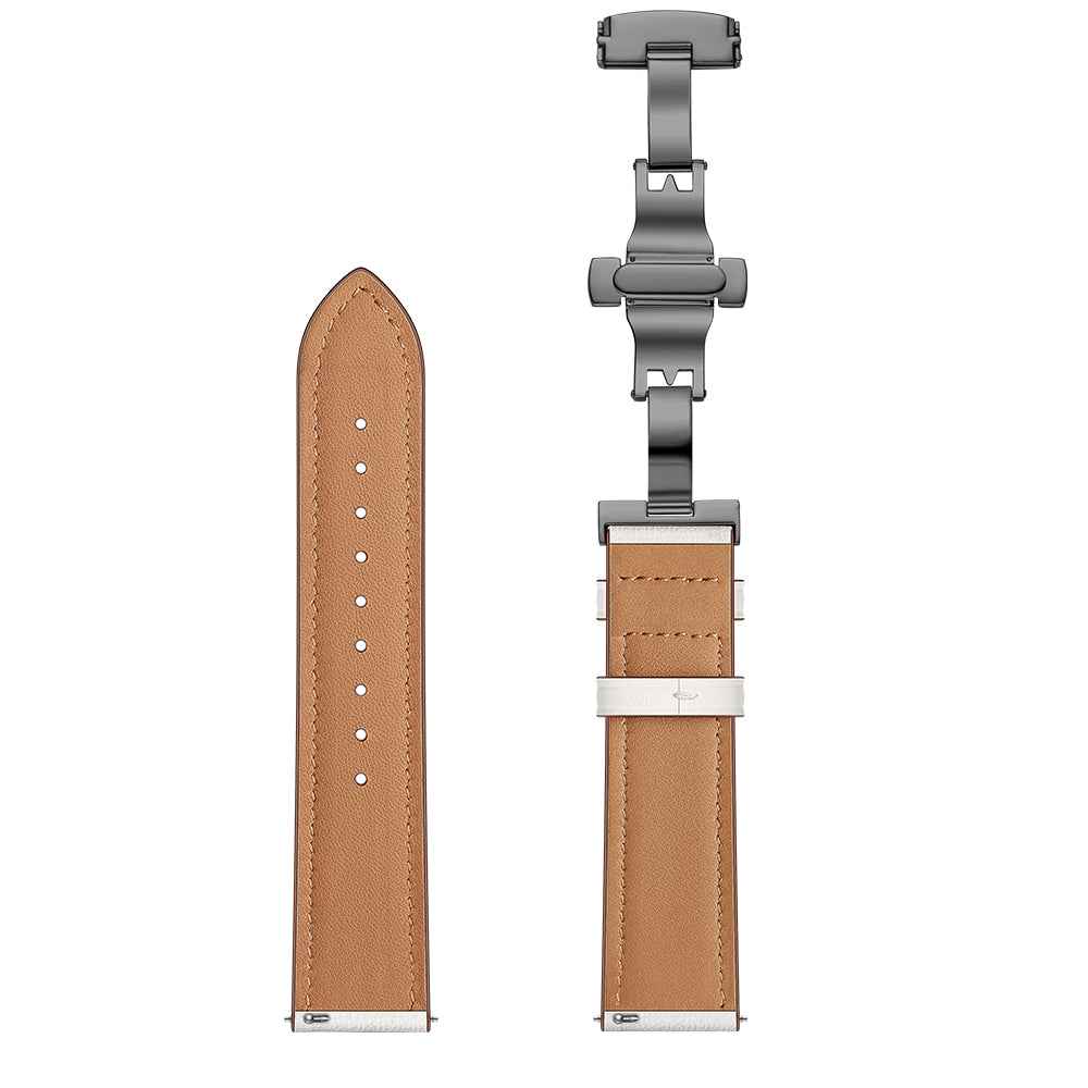 20mm Top-layer Cowhide Leather Genuine Leather Watch Strap Replacement for Garmin Vivoactive 3 / Vivomove HR - Black+White
