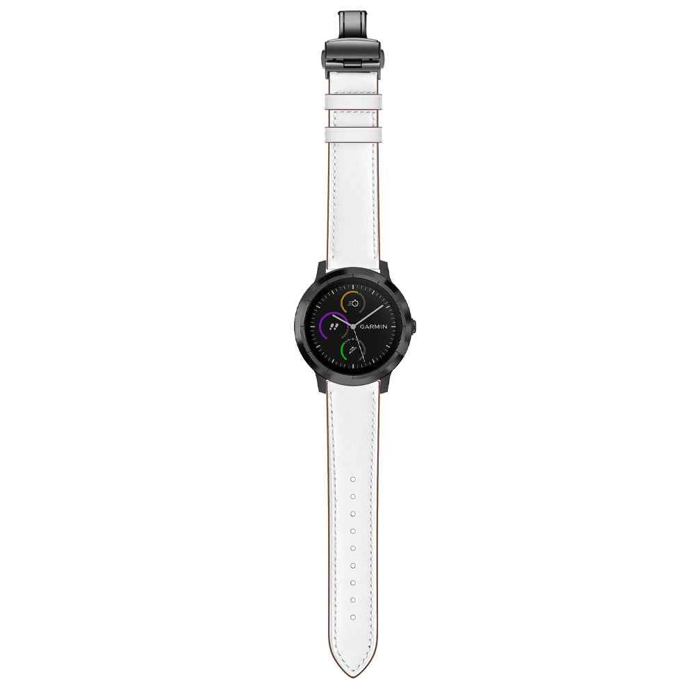 20mm Top-layer Cowhide Leather Genuine Leather Watch Strap Replacement for Garmin Vivoactive 3 / Vivomove HR - Black+White