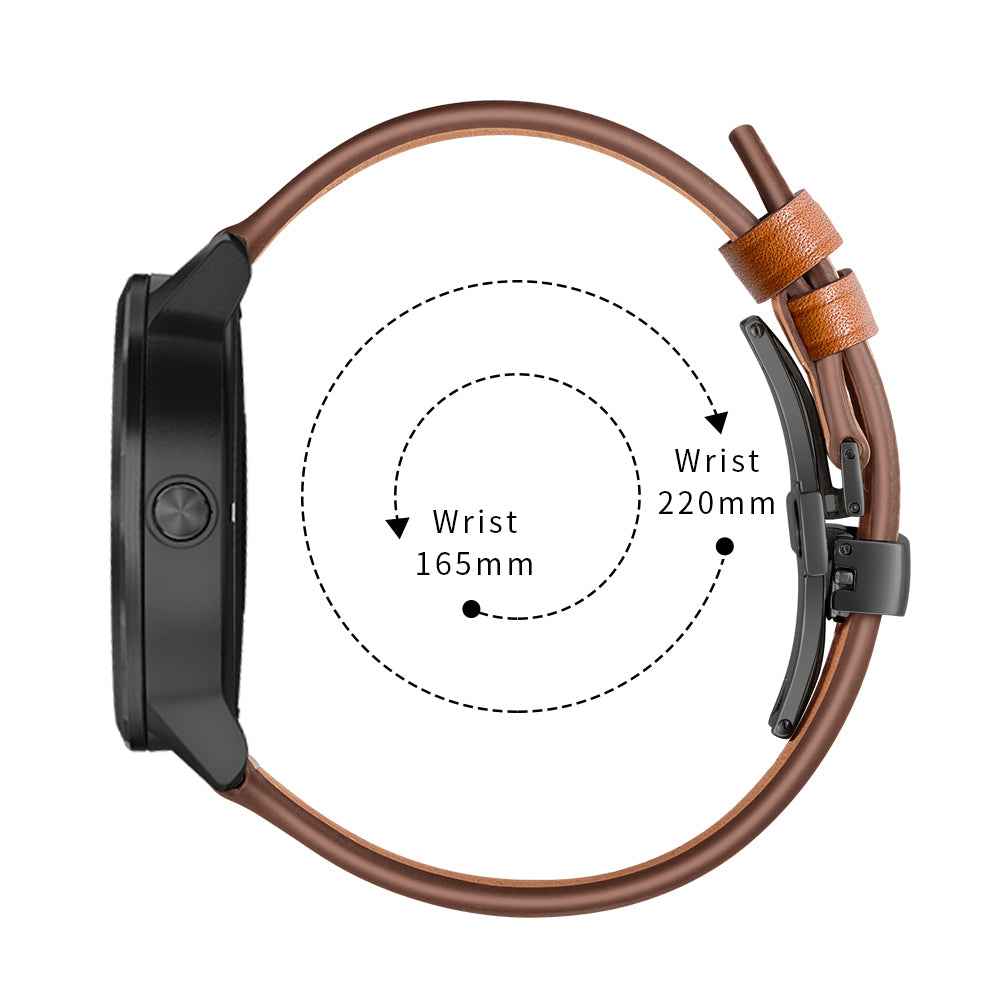 20mm Top-layer Cowhide Leather Genuine Leather Watch Strap Replacement for Garmin Vivoactive 3 / Vivomove HR - Black+Brown