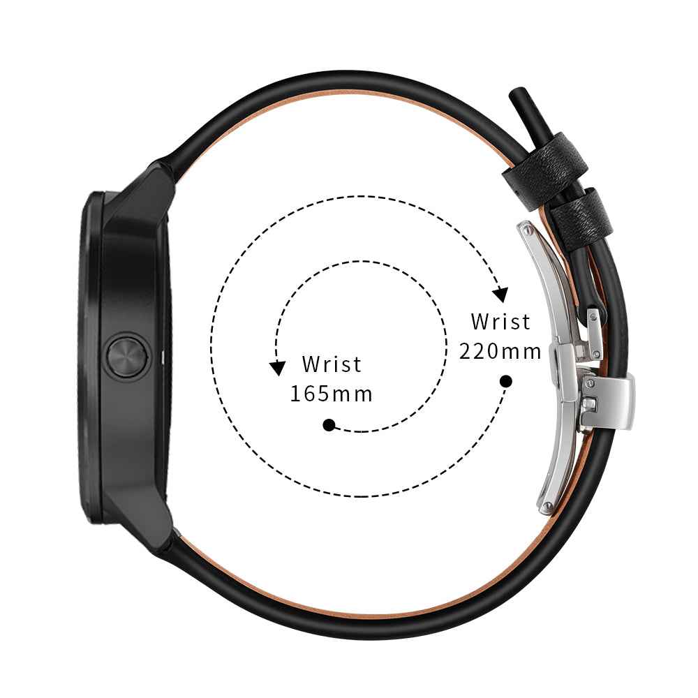 20mm Top-layer Cowhide Leather Genuine Leather Watch Strap Replacement for Garmin Vivoactive 3 / Vivomove HR - Silver+Black