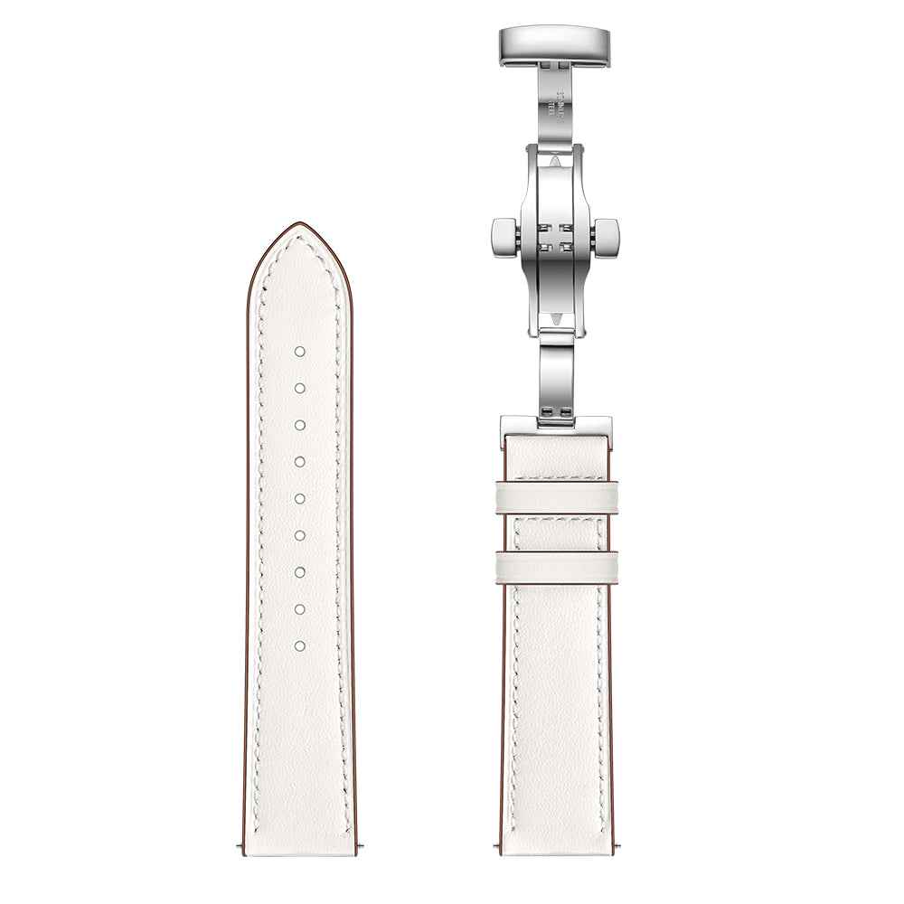 20mm Top-layer Cowhide Leather Genuine Leather Watch Strap Replacement for Garmin Vivoactive 3 / Vivomove HR - Silver+White