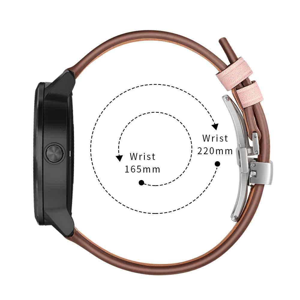 20mm Top-layer Cowhide Leather Genuine Leather Watch Strap Replacement for Garmin Vivoactive 3 / Vivomove HR - Silver+Pink