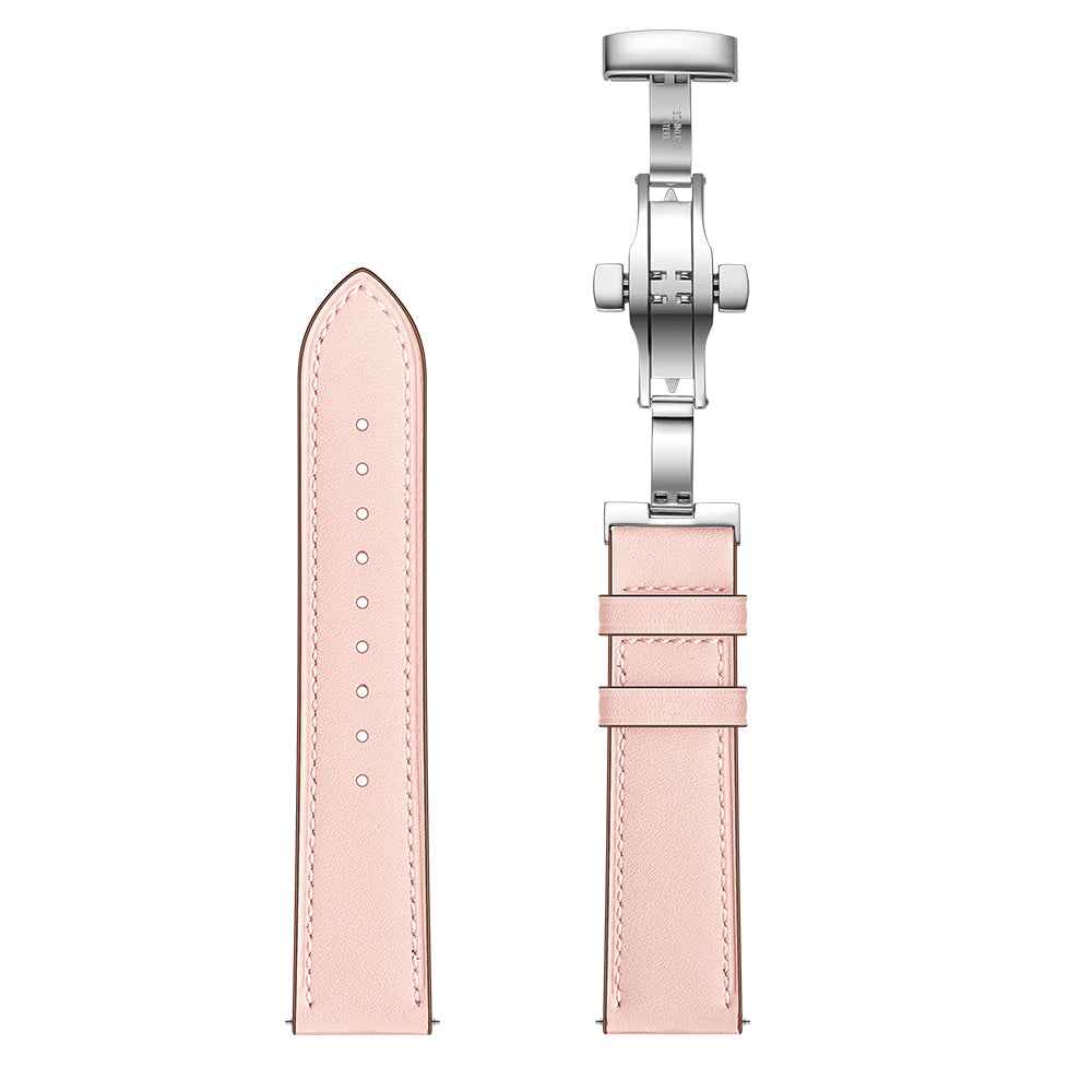 20mm Top-layer Cowhide Leather Genuine Leather Watch Strap Replacement for Garmin Vivoactive 3 / Vivomove HR - Silver+Pink