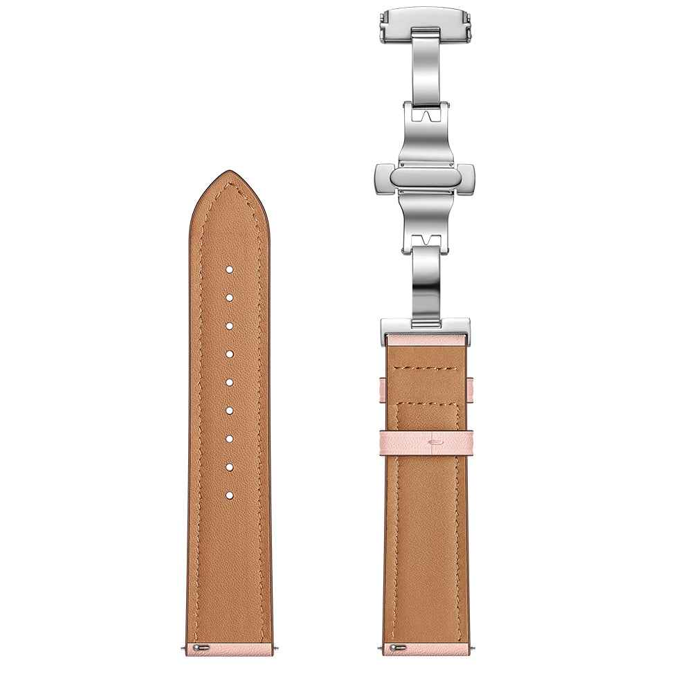 20mm Top-layer Cowhide Leather Genuine Leather Watch Strap Replacement for Garmin Vivoactive 3 / Vivomove HR - Silver+Pink