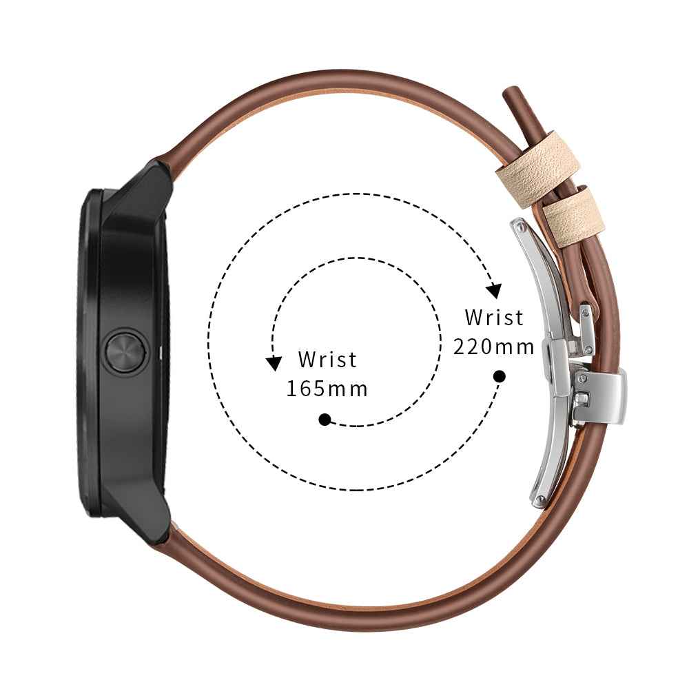 20mm Top-layer Cowhide Leather Genuine Leather Watch Strap Replacement for Garmin Vivoactive 3 / Vivomove HR - Silver+Apricot