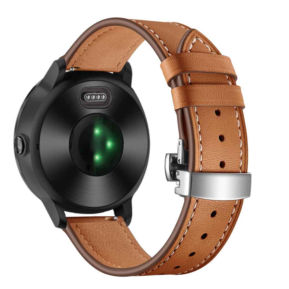 20mm Top-layer Cowhide Leather Genuine Leather Watch Strap Replacement for Garmin Vivoactive 3 / Vivomove HR - Silver+Brown