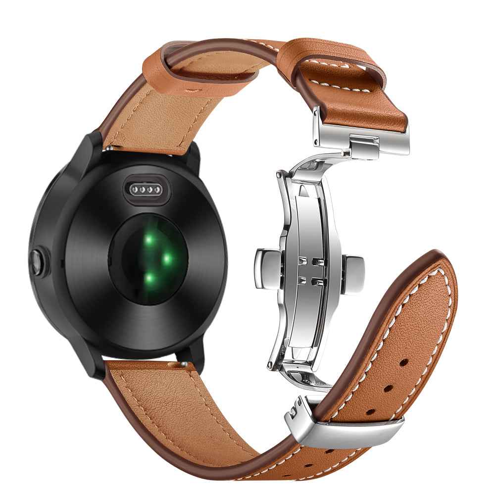 20mm Top-layer Cowhide Leather Genuine Leather Watch Strap Replacement for Garmin Vivoactive 3 / Vivomove HR - Silver+Brown