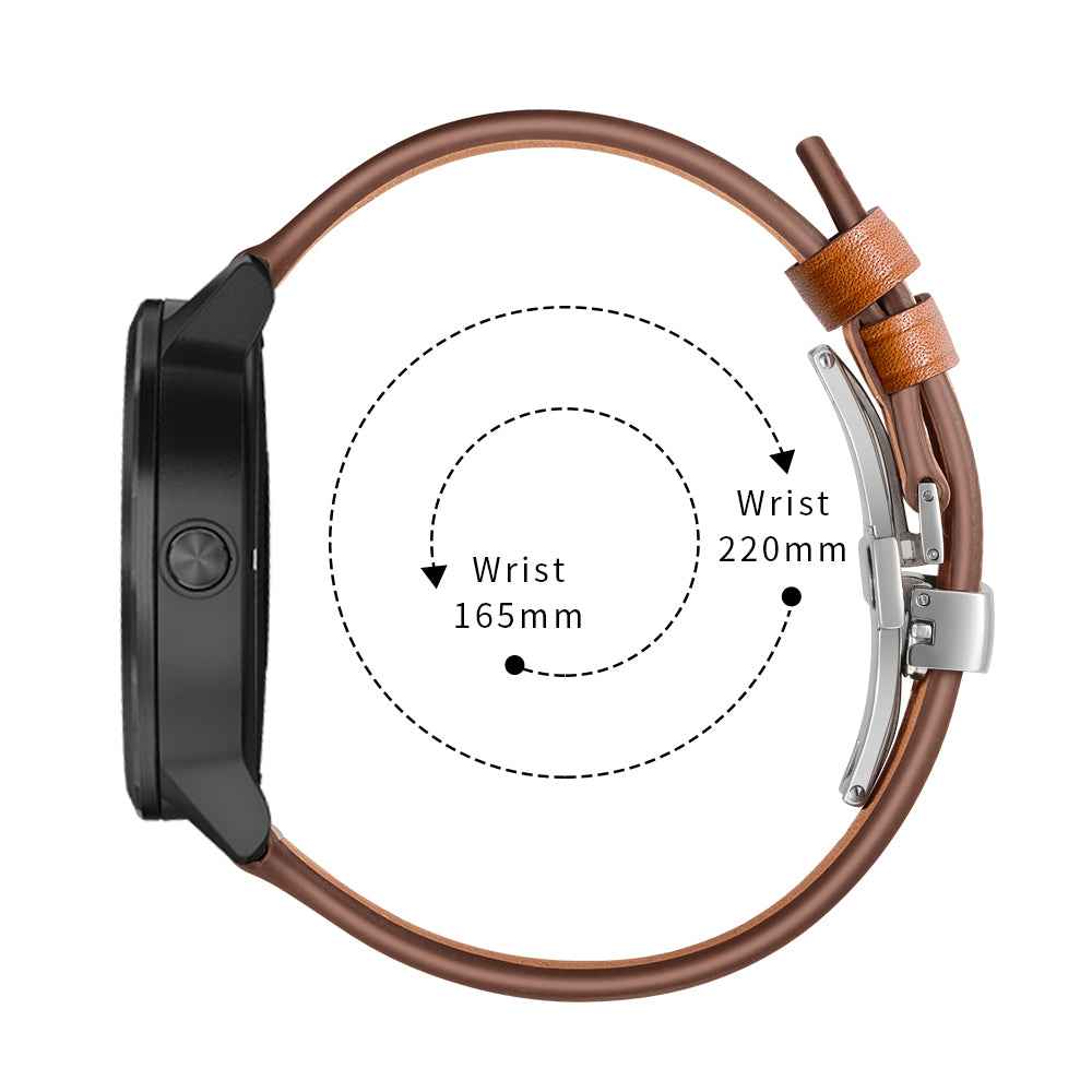 20mm Top-layer Cowhide Leather Genuine Leather Watch Strap Replacement for Garmin Vivoactive 3 / Vivomove HR - Silver+Brown