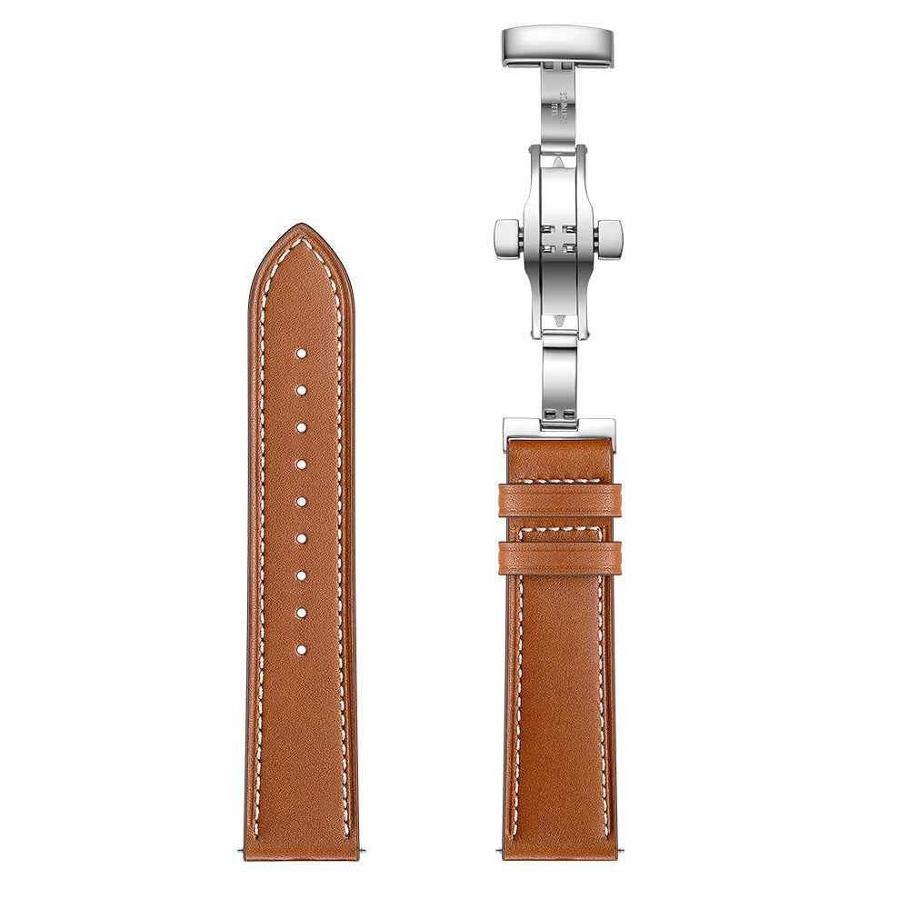 20mm Top-layer Cowhide Leather Genuine Leather Watch Strap Replacement for Garmin Vivoactive 3 / Vivomove HR - Silver+Brown
