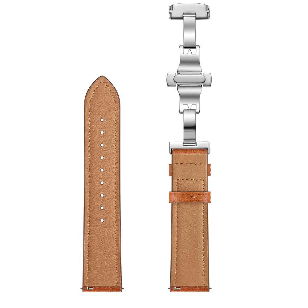 20mm Top-layer Cowhide Leather Genuine Leather Watch Strap Replacement for Garmin Vivoactive 3 / Vivomove HR - Silver+Brown