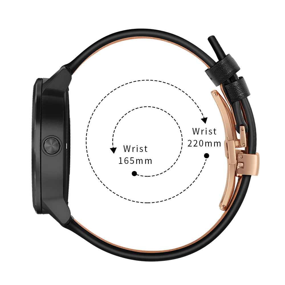 20mm Top-layer Cowhide Leather Genuine Leather Watch Strap Replacement for Garmin Vivoactive 3 / Vivomove HR - Rose Gold+Black