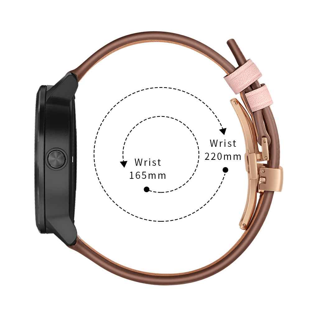 20mm Top-layer Cowhide Leather Genuine Leather Watch Strap Replacement for Garmin Vivoactive 3 / Vivomove HR - Rose Gold+Pink