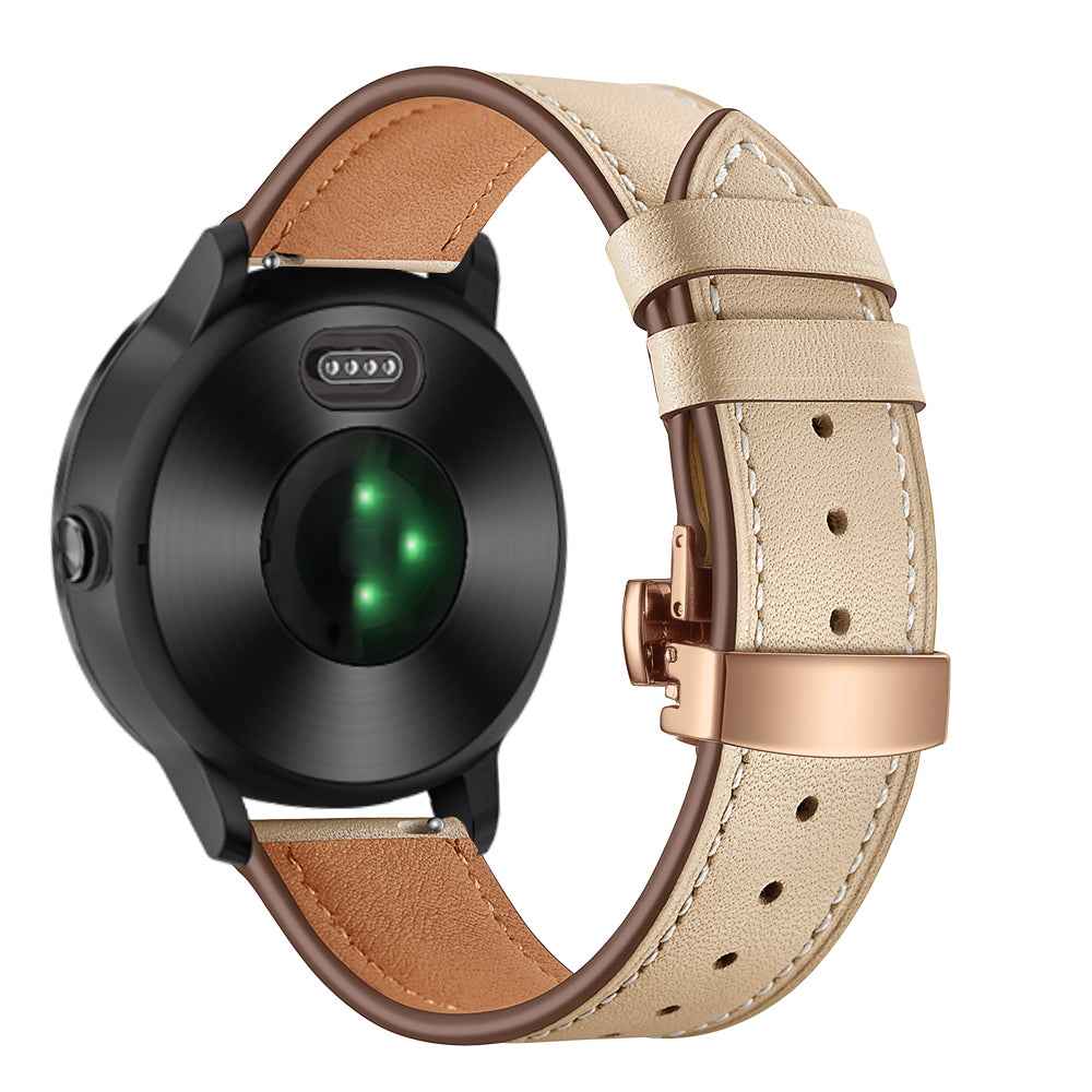 20mm Top-layer Cowhide Leather Genuine Leather Watch Strap Replacement for Garmin Vivoactive 3 / Vivomove HR - Rose Gold+Apricot