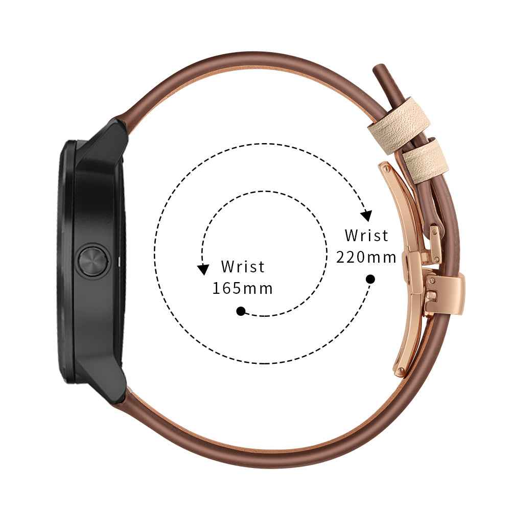 20mm Top-layer Cowhide Leather Genuine Leather Watch Strap Replacement for Garmin Vivoactive 3 / Vivomove HR - Rose Gold+Apricot