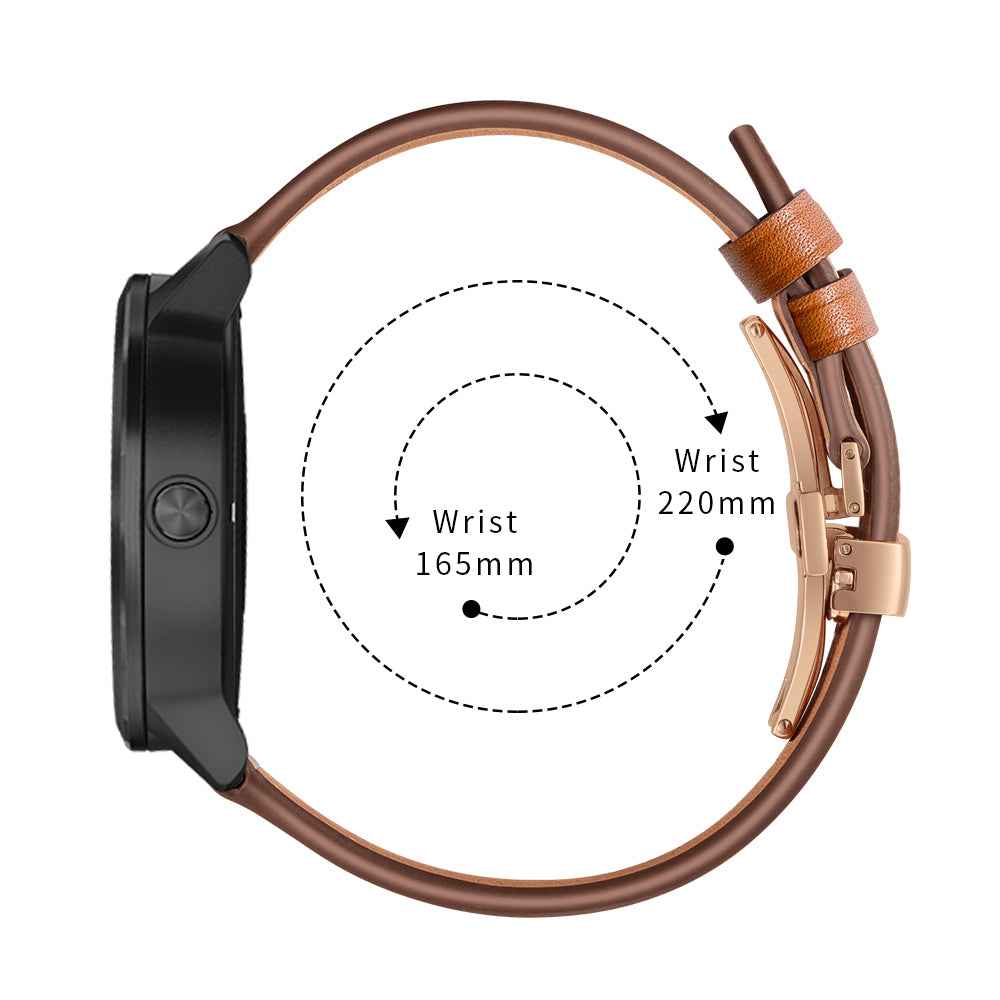 20mm Top-layer Cowhide Leather Genuine Leather Watch Strap Replacement for Garmin Vivoactive 3 / Vivomove HR - Rose Gold+Brown