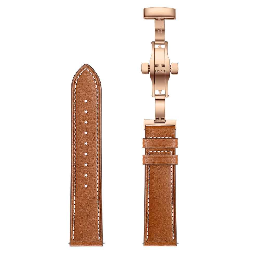 20mm Top-layer Cowhide Leather Genuine Leather Watch Strap Replacement for Garmin Vivoactive 3 / Vivomove HR - Rose Gold+Brown