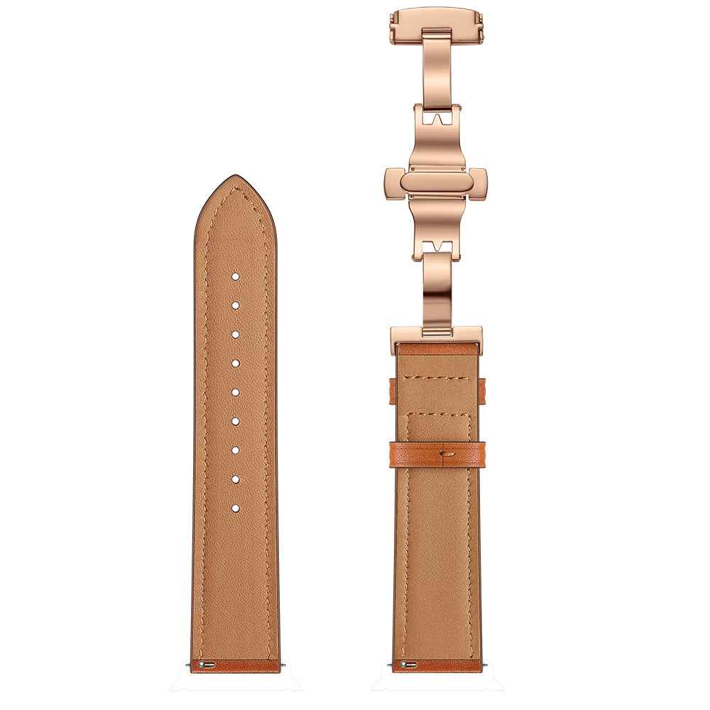 20mm Top-layer Cowhide Leather Genuine Leather Watch Strap Replacement for Garmin Vivoactive 3 / Vivomove HR - Rose Gold+Brown