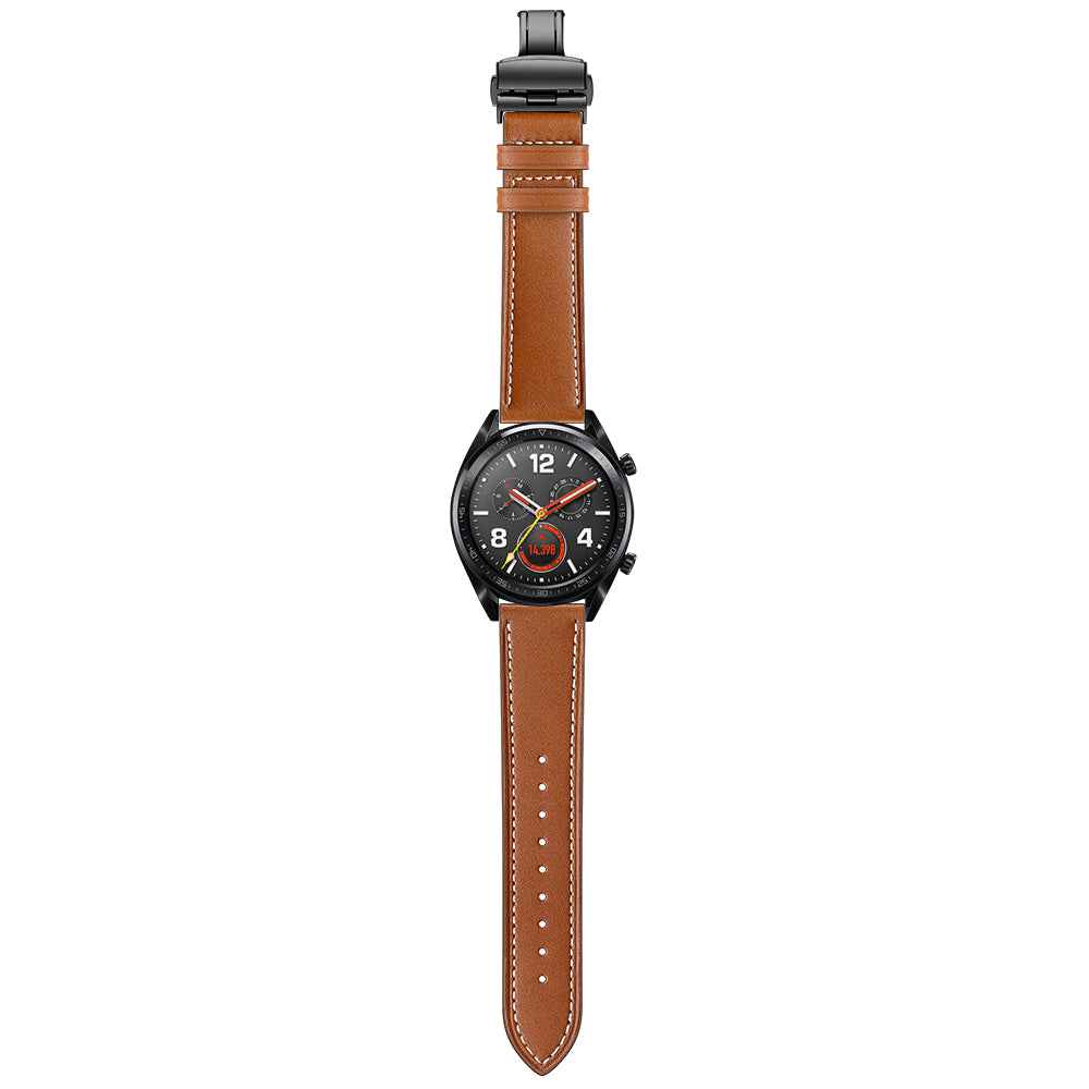 22mm Genuine Leather Watch Strap Replacement for Huawei Watch GT1 / 2 / Watch Magic - Brown+Black