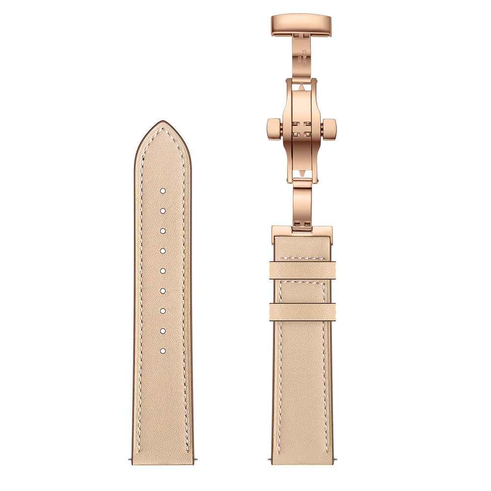 22mm Genuine Leather Watch Strap Replacement for Huawei Watch GT1 / 2 / Watch Magic - Apricot+Rose Gold
