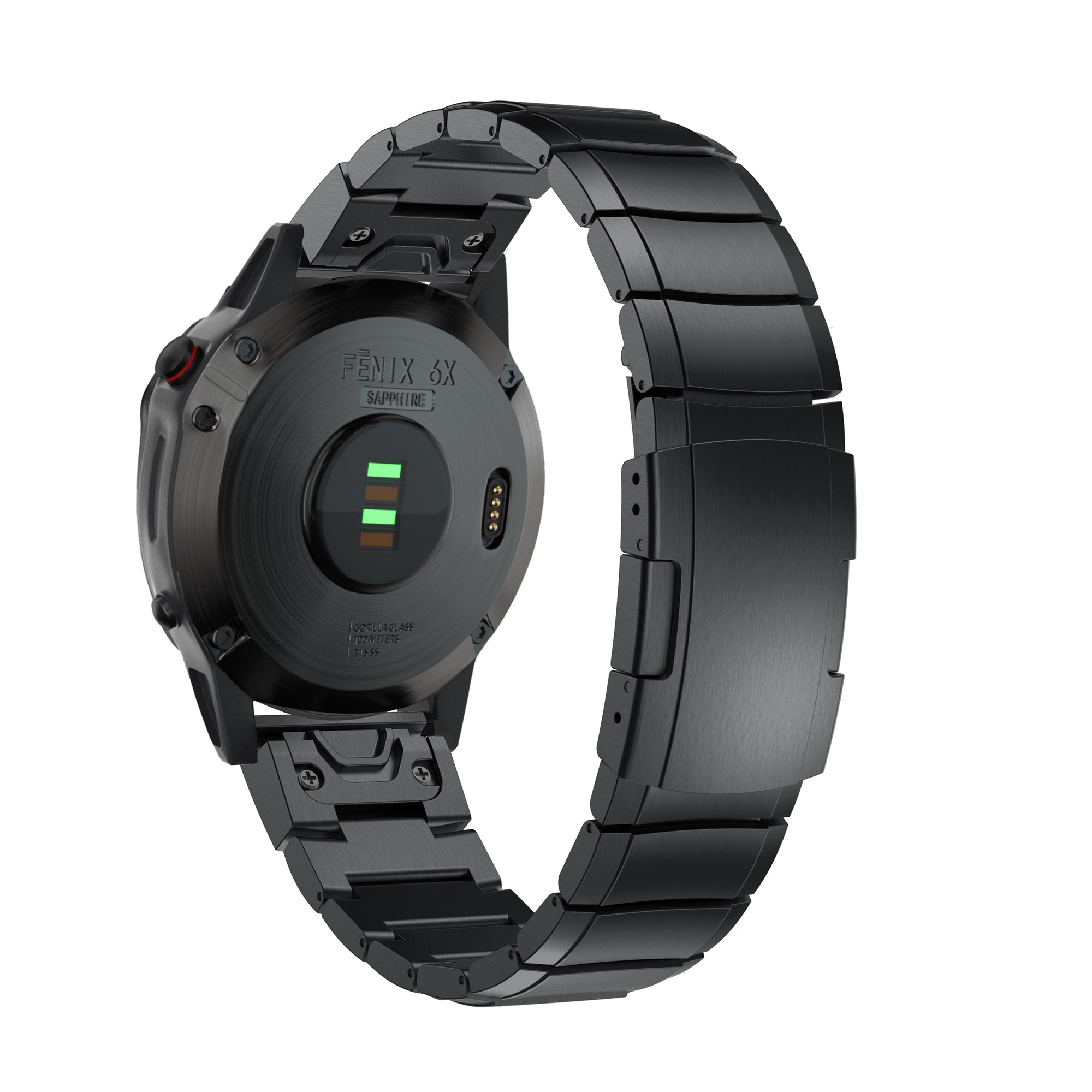 For Garmin Fenix 6X Stainless Steel Watch Band Wrist Strap Replacement with Butterfly Buckle - Black - UNIQBUY