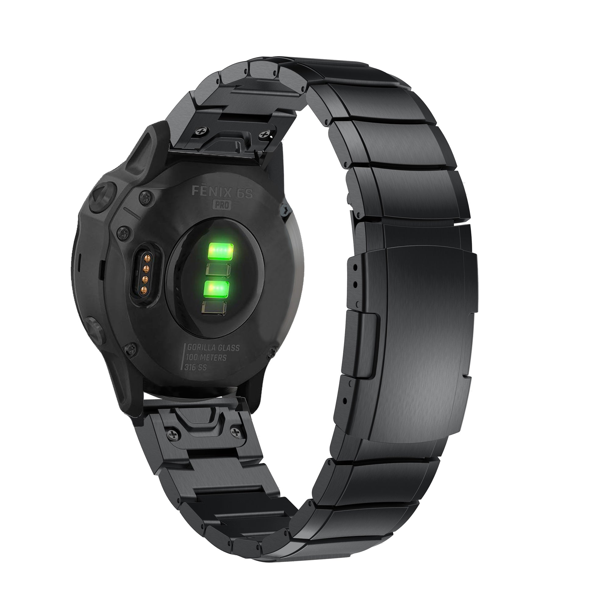 For Garmin Fenix 6S Stainless Steel Watch Band Replacement Wrist Strap with Butterfly Buckle - Black - UNIQBUY