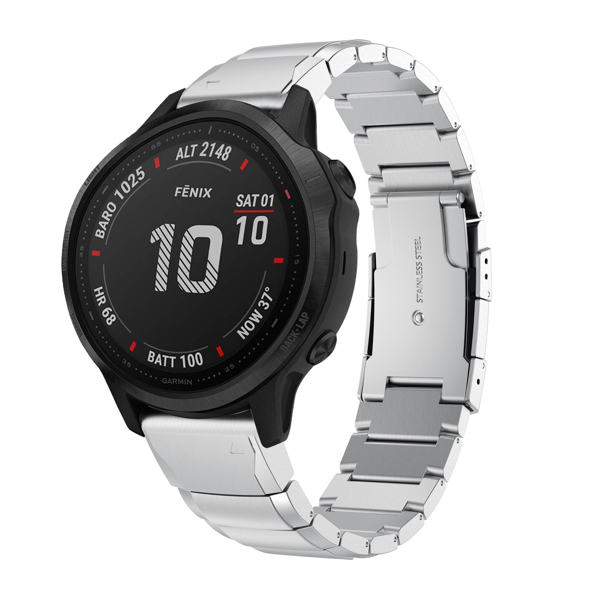 Stainless Steel Watch Band Strap for Garmin Fenix 6S - Silver - UNIQBUY