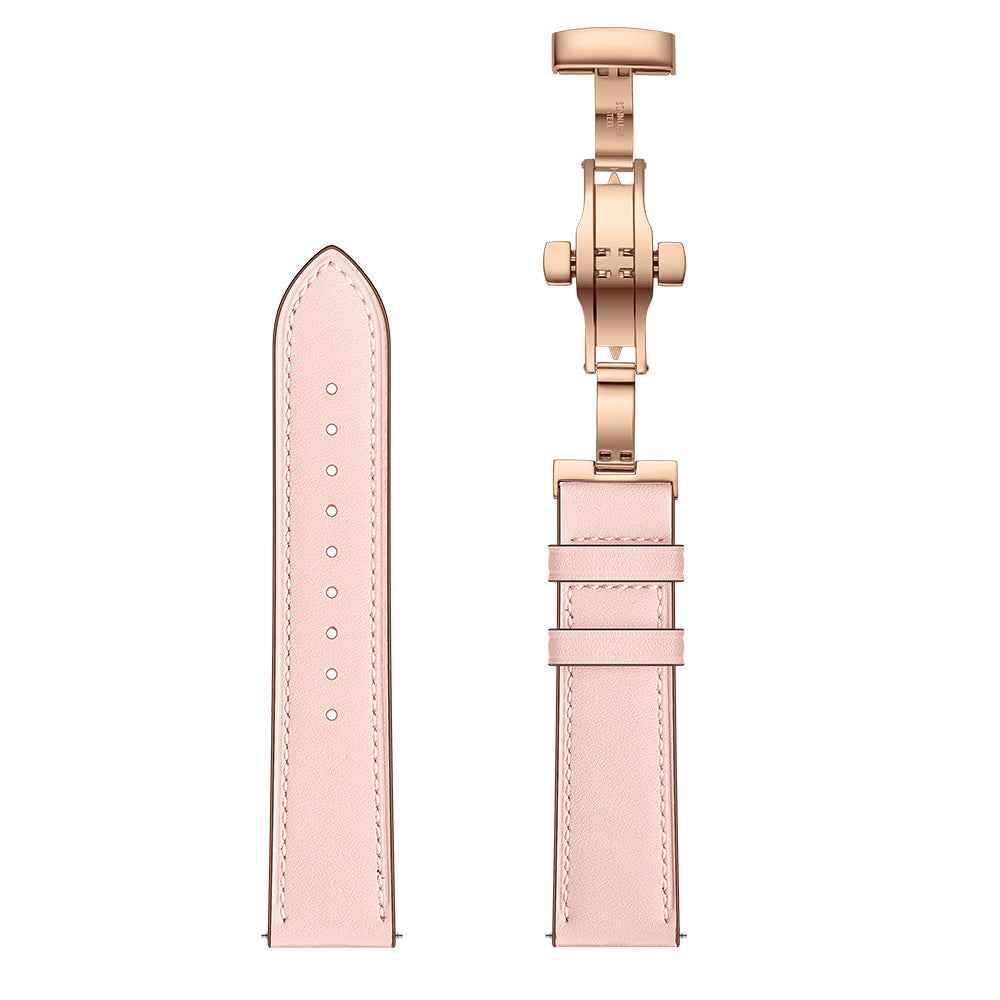 20mm Genuine Leather Watch Strap for Huami Amazfit GTR 42mm - Rose Gold Butterfly Buckle / Pink