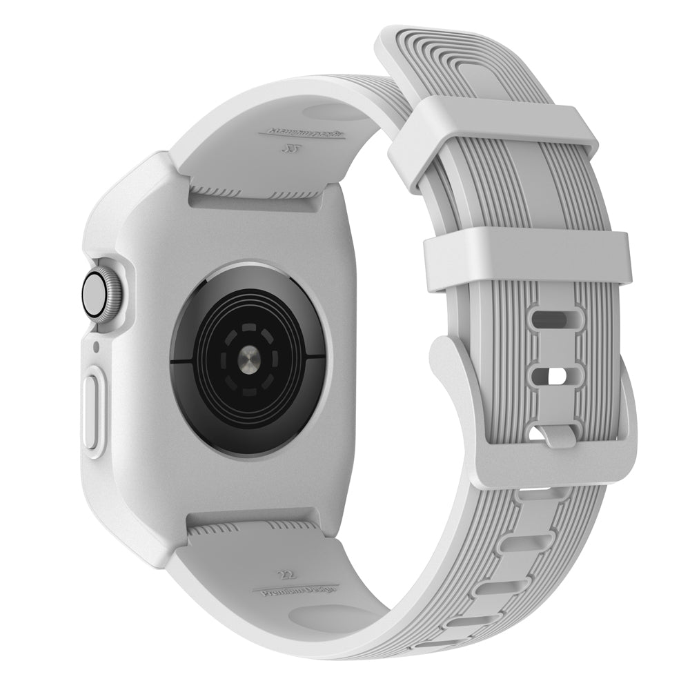 Silicone Smart Watch Strap + Protection Watch Case for Apple Watch SE / SE (2022) / Series 6 / 5 / 4 44mm - White - UNIQBUY