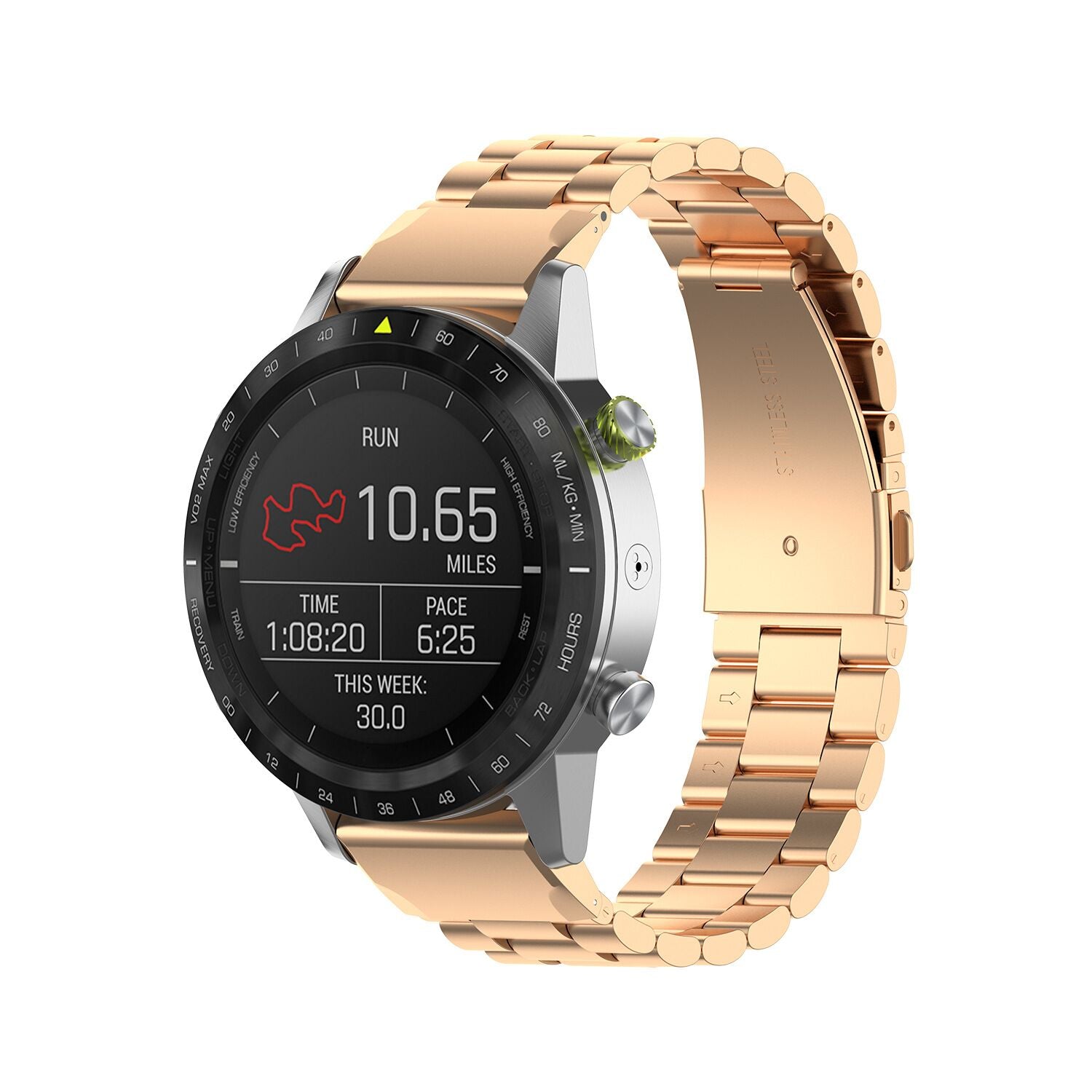 Stainless Steel Wrist Watch Band for Garmin Fenix5/5X/5S/Forerunner 945/Approach S60 - Rose Gold - UNIQBUY
