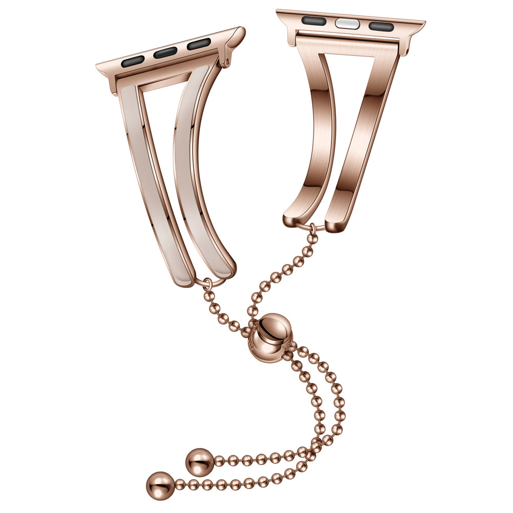 Stainless Steel Watch Band Jewelry Bracelet for Apple Watch Series 7 / 8 41mm / Series 6 / SE / SE(2022) / 5 / 4 40mm / Series 3 2 1 38mm - Rose Gold / Apricot - UNIQBUY