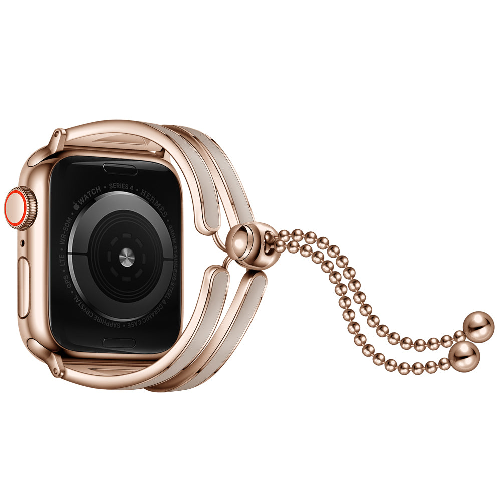 Stainless Steel Watch Band Jewelry Bracelet for Apple Watch Series 7 / 8 41mm / Series 6 / SE / SE(2022) / 5 / 4 40mm / Series 3 2 1 38mm - Rose Gold / Apricot - UNIQBUY