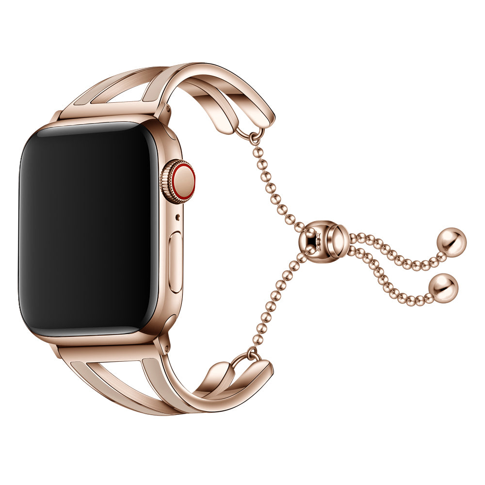 Stainless Steel Watch Band Jewelry Bracelet for Apple Watch Series 7 / 8 41mm / Series 6 / SE / SE(2022) / 5 / 4 40mm / Series 3 2 1 38mm - Rose Gold / Apricot - UNIQBUY