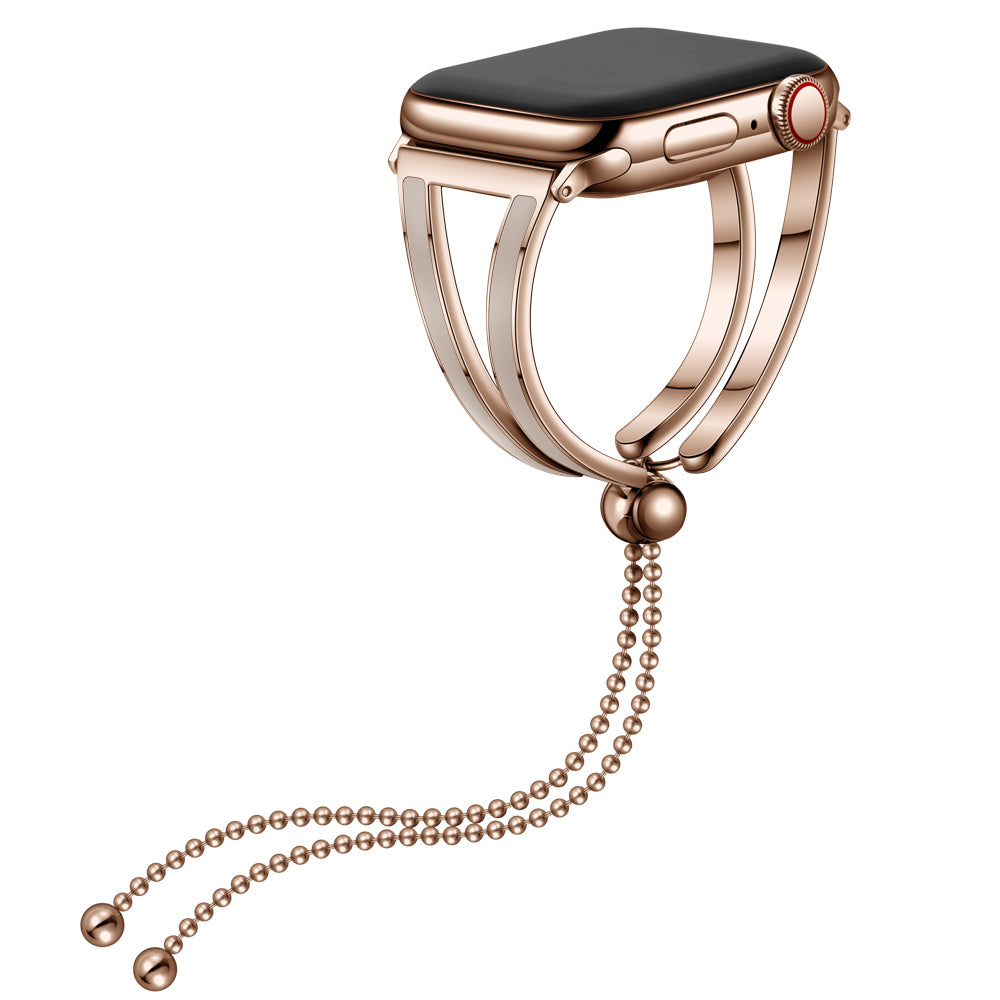 Stainless Steel Watch Band Jewelry Bracelet for Apple Watch Series 7 / 8 41mm / Series 6 / SE / SE(2022) / 5 / 4 40mm / Series 3 2 1 38mm - Rose Gold / Apricot - UNIQBUY