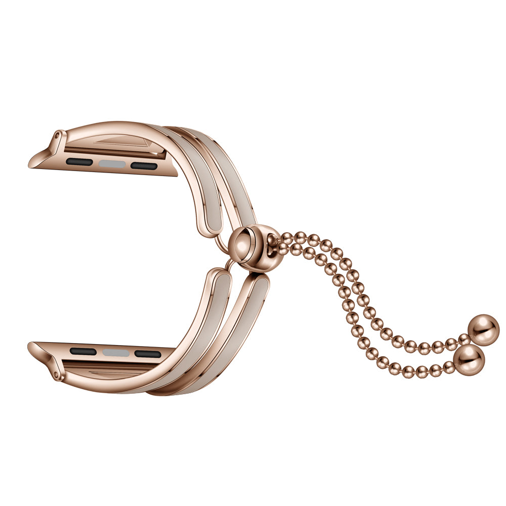 Stainless Steel Watch Band Jewelry Bracelet for Apple Watch Series 7 / 8 41mm / Series 6 / SE / SE(2022) / 5 / 4 40mm / Series 3 2 1 38mm - Rose Gold / Apricot - UNIQBUY