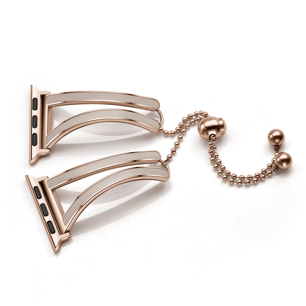 Stainless Steel Watch Band Jewelry Bracelet for Apple Watch Series 7 / 8 41mm / Series 6 / SE / SE(2022) / 5 / 4 40mm / Series 3 2 1 38mm - Rose Gold / Apricot - UNIQBUY