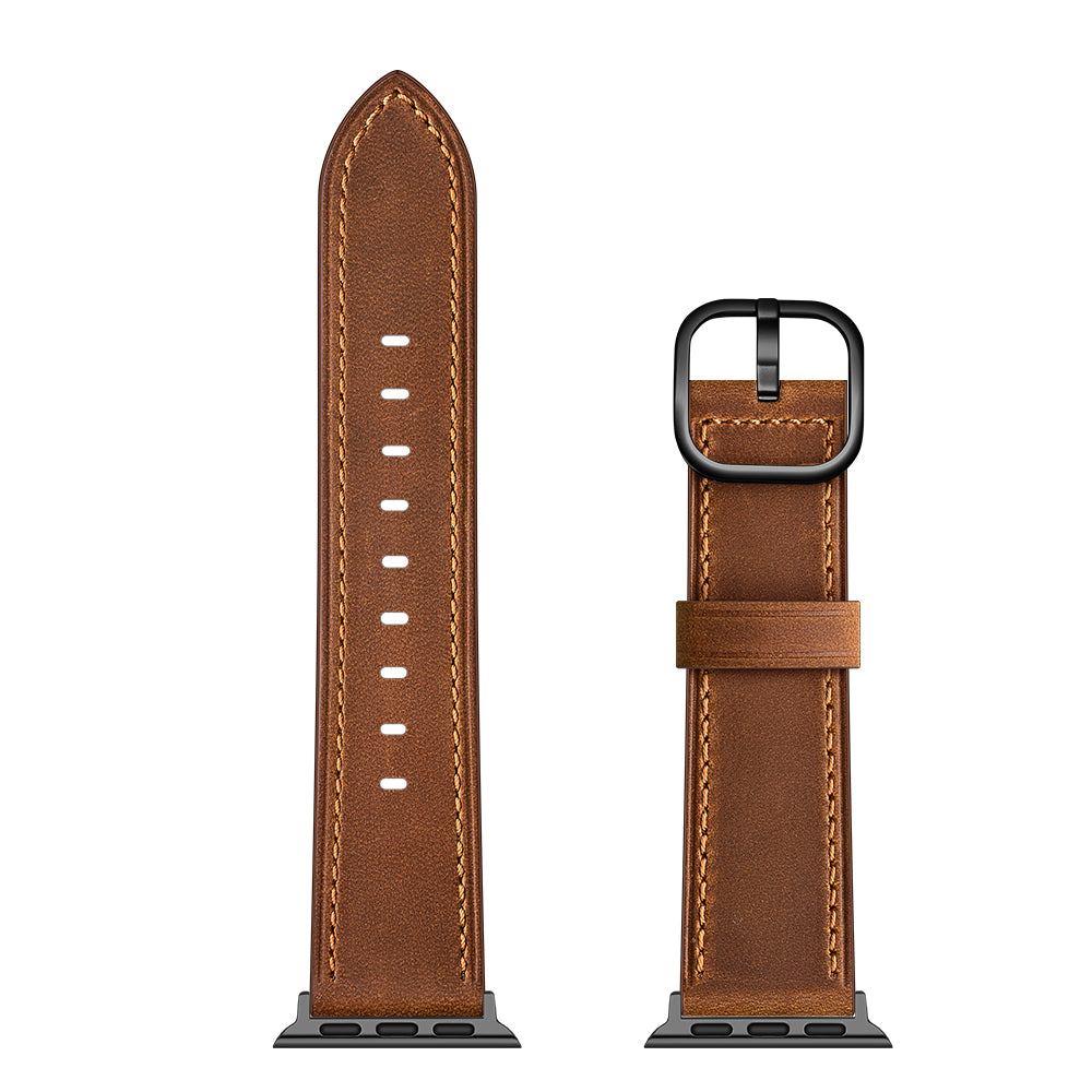 Genuine Leather Watch Band Replacement for Apple Watch Series 7 / 8 41mm / Series 1 / 2 / 3 38mm / Apple Watch Series 4 / 5 / 6 / SE / SE(2022) 40mm - Dark Brown - UNIQBUY