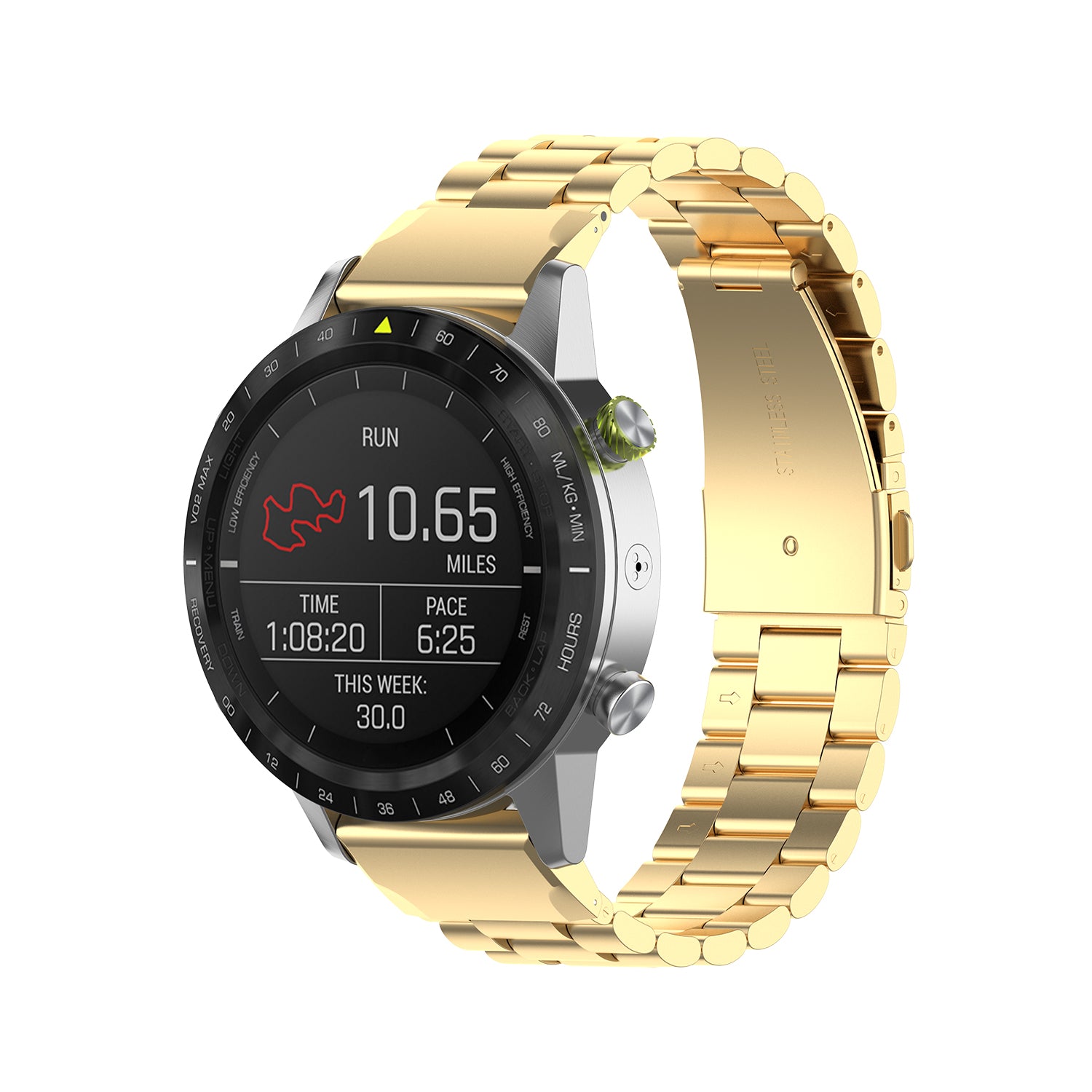 26mm Stainless Steel Three Beads Wrist Watch Band for Garmin Fenix 6X - Gold - UNIQBUY