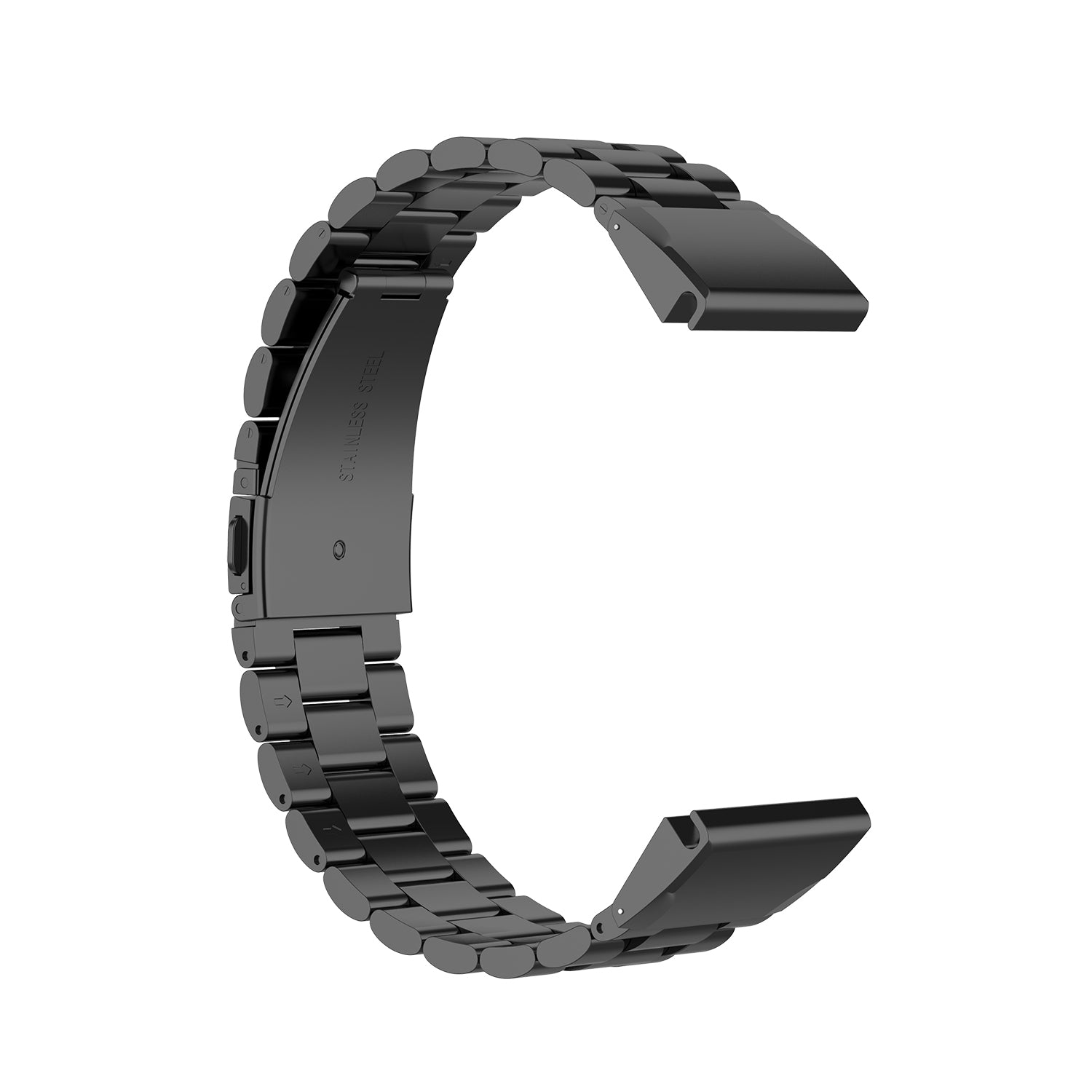 20mm Three Beads Watch Band Replacement Stainless Steel Watch Strap for Garmin Fenix 6S - Black - UNIQBUY