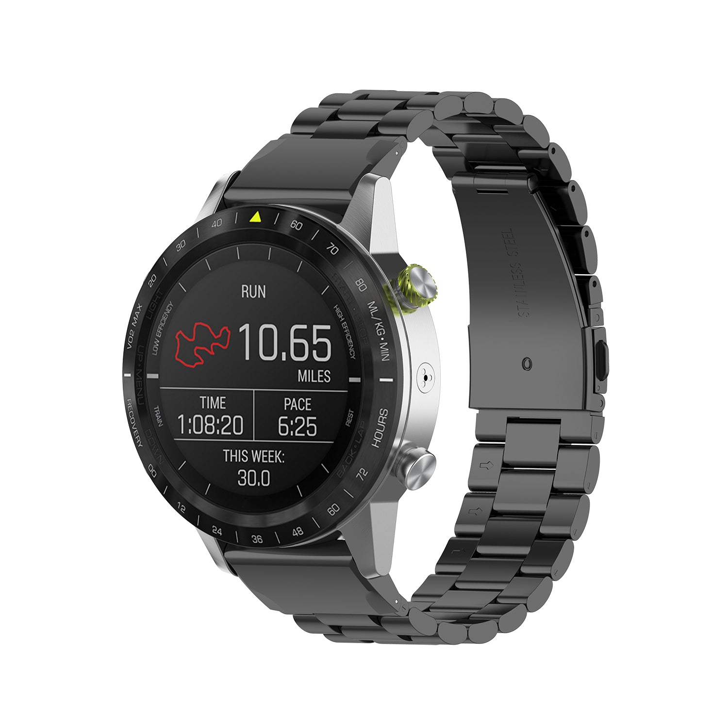 Stainless Steel Three Beads Replacement Watch Strap for Garmin Fenix 6 - Black - UNIQBUY
