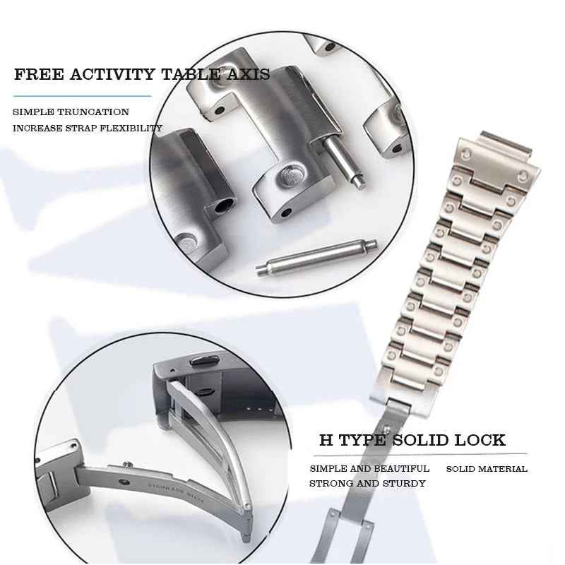 Stainless Steel Watch Band Replacement + Watch Cover for Casio G-SHOCK GW-5000 / 5035 / DW5600 - Silver