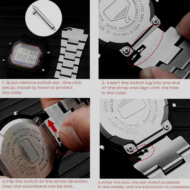 Stainless Steel Watch Band Replacement + Watch Cover for Casio G-SHOCK GW-5000 / 5035 / DW5600 - Rose Gold