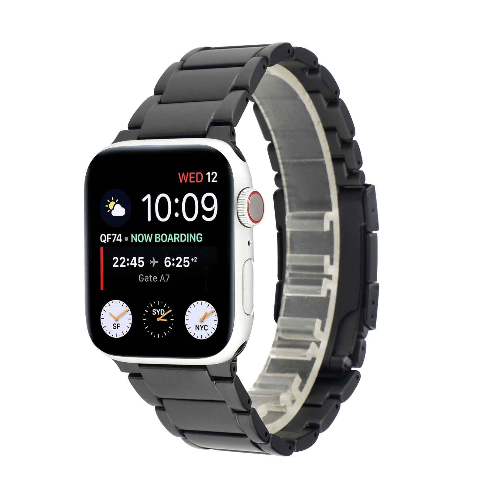 One Bead Titanium Steel Wrist Strap Adjustable Watchband Replacement for Apple Watch Series 7 41mm / Apple Watch Series 6 SE / SE(2022) 5 4 40mm / Series 3 2 1 38mm - Black