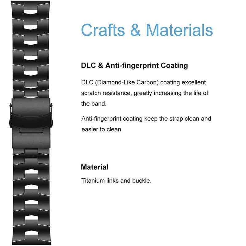For Garmin Fenix 6 / 5 / Forerunner 935 / 945 Titanium Alloy Metal Watch Strap Quick Release Wrist Band Replacement - Black