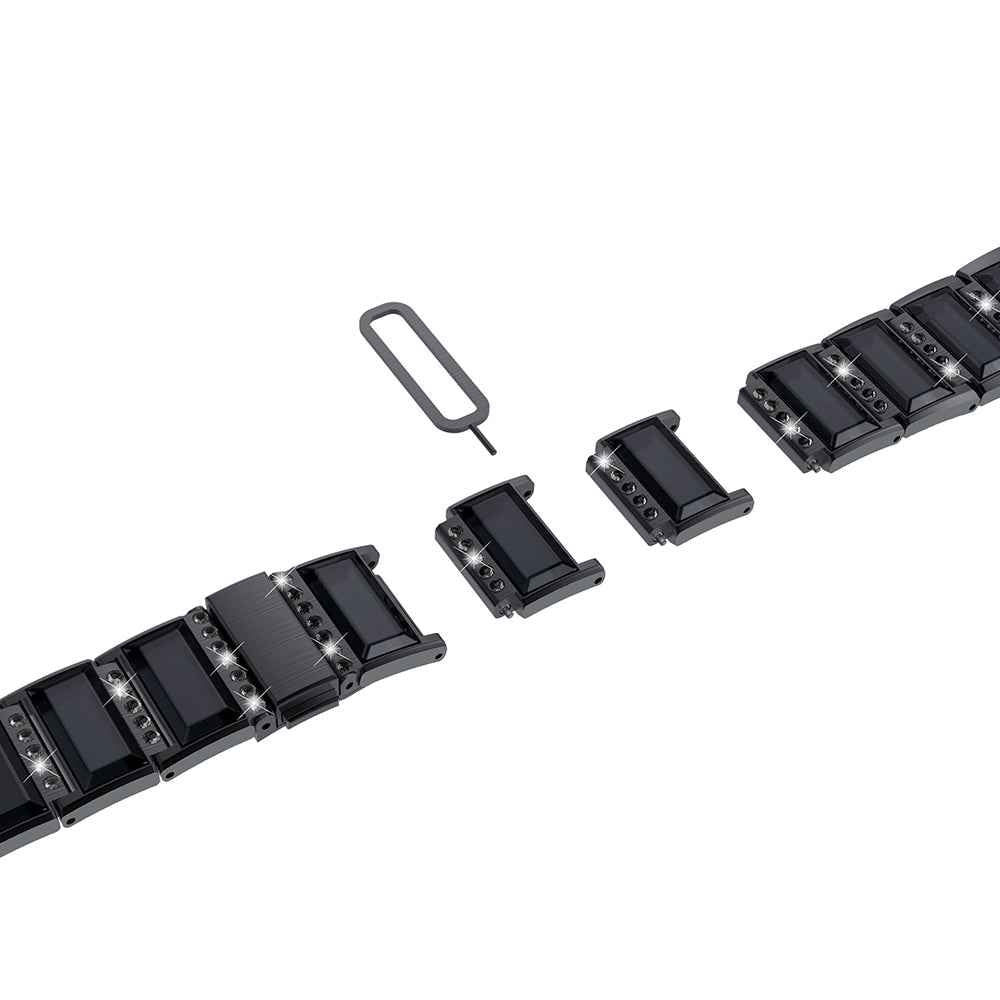 Rhinestone Synthetic Jade Decor Watch Band Stainless Steel Wrist Strap for Apple Watch Series 8 41mm / Series 7 41mm / Watch Series 6 / SE / SE(2022) / 5 / 4 40mm / Watch Series 3 / 2 / 1 38mm - Black / Black
