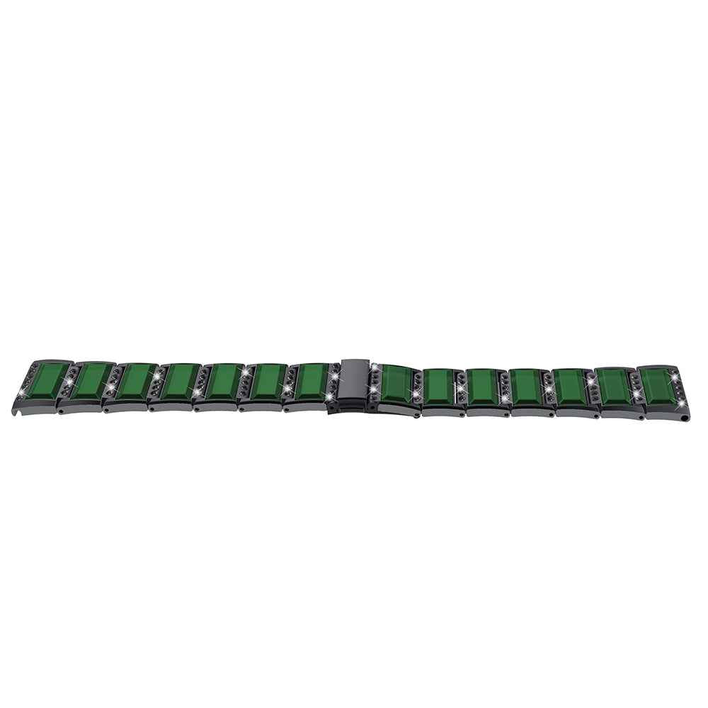 Rhinestone Synthetic Jade Decor Watch Band Stainless Steel Wrist Strap for Apple Watch Series 8 41mm / Series 7 41mm / Watch Series 6 / SE / SE(2022) / 5 / 4 40mm / Watch Series 3 / 2 / 1 38mm - Black / Green