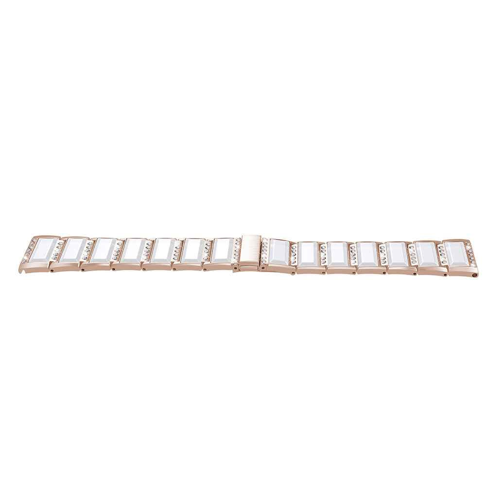 Rhinestone Synthetic Jade Decor Stainless Steel Smart Watch Strap Band Replacement for Apple Watch Ultra 49mm / Series 8 45mm / 7 45mm / Watch Series 6 / SE 44mm / SE (2022) 44mm / 5 / 4 44mm / Watch Series 3 / 2 / 1 42mm - Gold / White