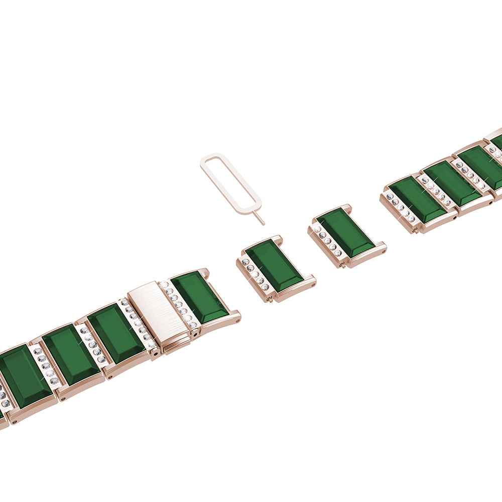 Rhinestone Synthetic Jade Decor Stainless Steel Smart Watch Strap Band Replacement for Apple Watch Ultra 49mm / Series 8 45mm / 7 45mm / Watch Series 6 / SE 44mm / SE (2022) 44mm / 5 / 4 44mm / Watch Series 3 / 2 / 1 42mm - Gold / Green