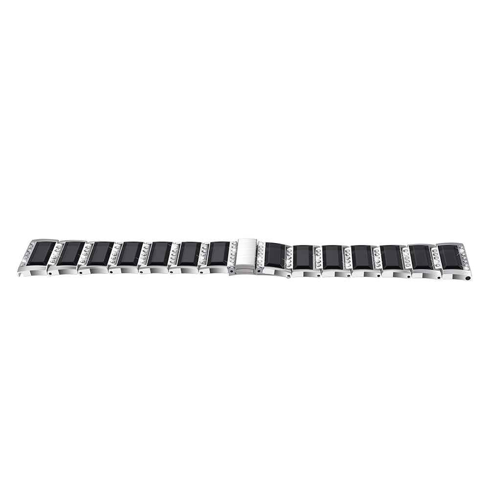 Rhinestone Synthetic Jade Decor Stainless Steel Smart Watch Strap Band Replacement for Apple Watch Ultra 49mm / Series 8 45mm / 7 45mm / Watch Series 6 / SE 44mm / SE (2022) 44mm / 5 / 4 44mm / Watch Series 3 / 2 / 1 42mm - Silver / Black