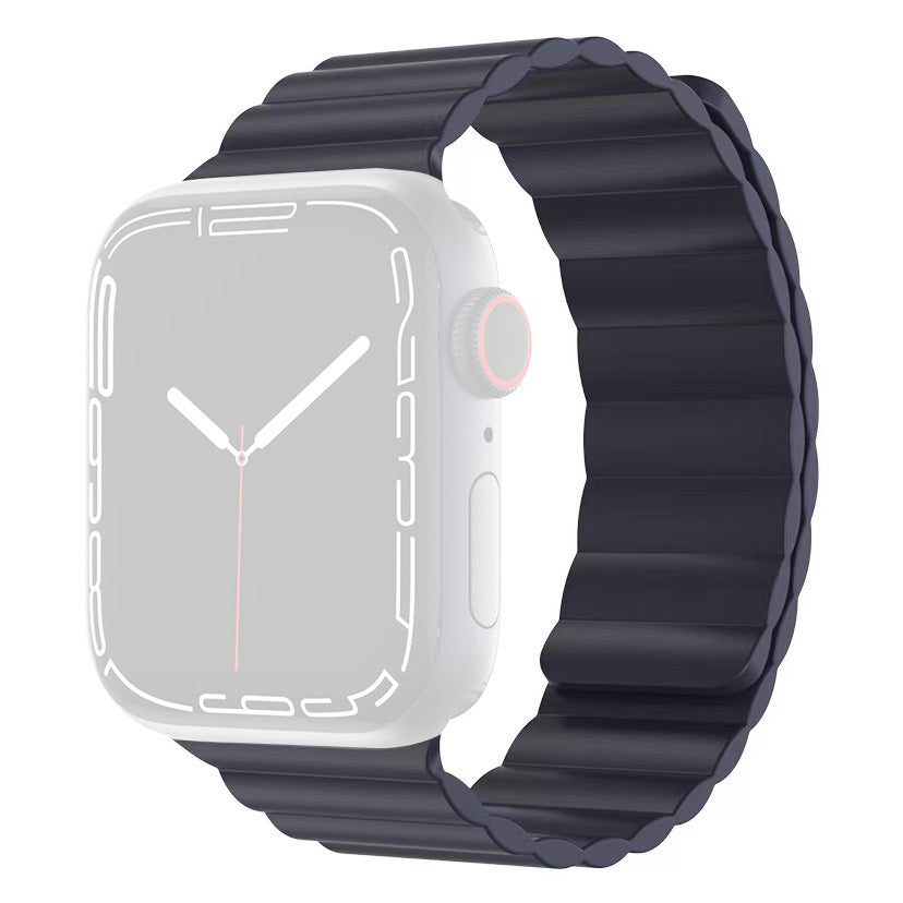 MUTURAL Modi Series Adjustable Silicone Wrist Straps Sweatproof Magnetic Watch Band for Apple Watch Ultra 49mm / Series 8 45mm / 7 45mm / 6 / 5 / 4 / SE 44mm / SE (2022) 44mm / 3 / 2 / 1 42mm - Midnight Blue - UNIQBUY