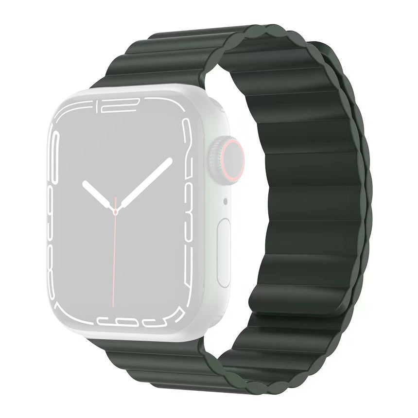 MUTURAL Modi Series Adjustable Silicone Wrist Straps Sweatproof Magnetic Watch Band for Apple Watch Ultra 49mm / Series 8 45mm / 7 45mm / 6 / 5 / 4 / SE 44mm / SE (2022) 44mm / 3 / 2 / 1 42mm - Green - UNIQBUY